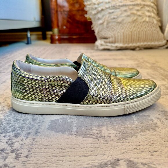 Lanvin Metallic Green-Gold Slip On Runners - Picture 1 of 9